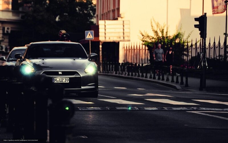 Nissan GT-R at sunset