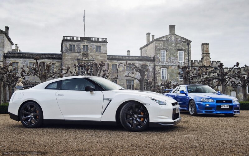 Nissan GT-R cars at a stately home