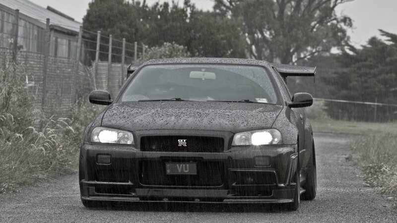 Nissan GT-R in the rain