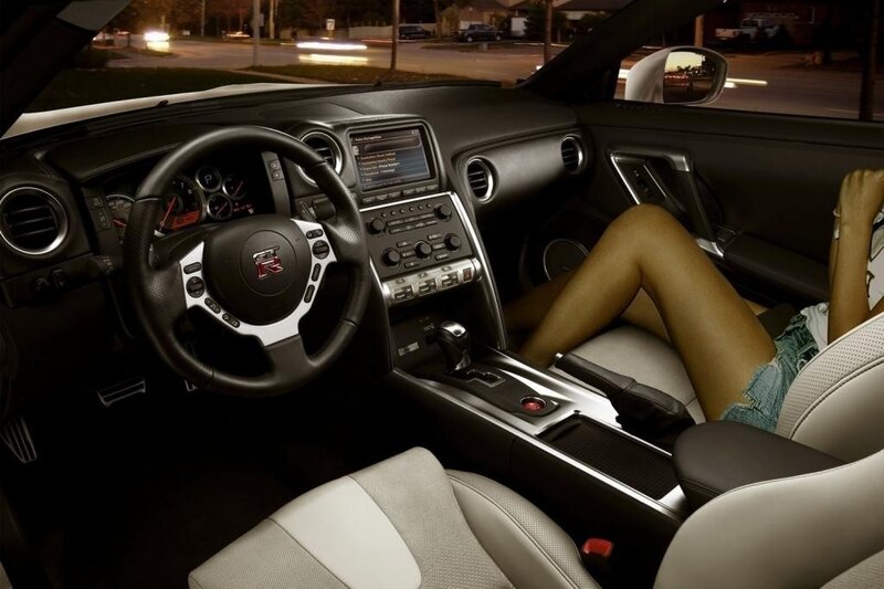 Nissan GT-R interior at night