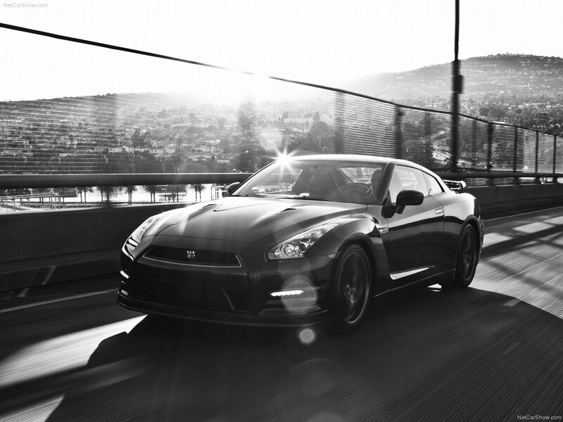 Nissan GT-R on a bridge