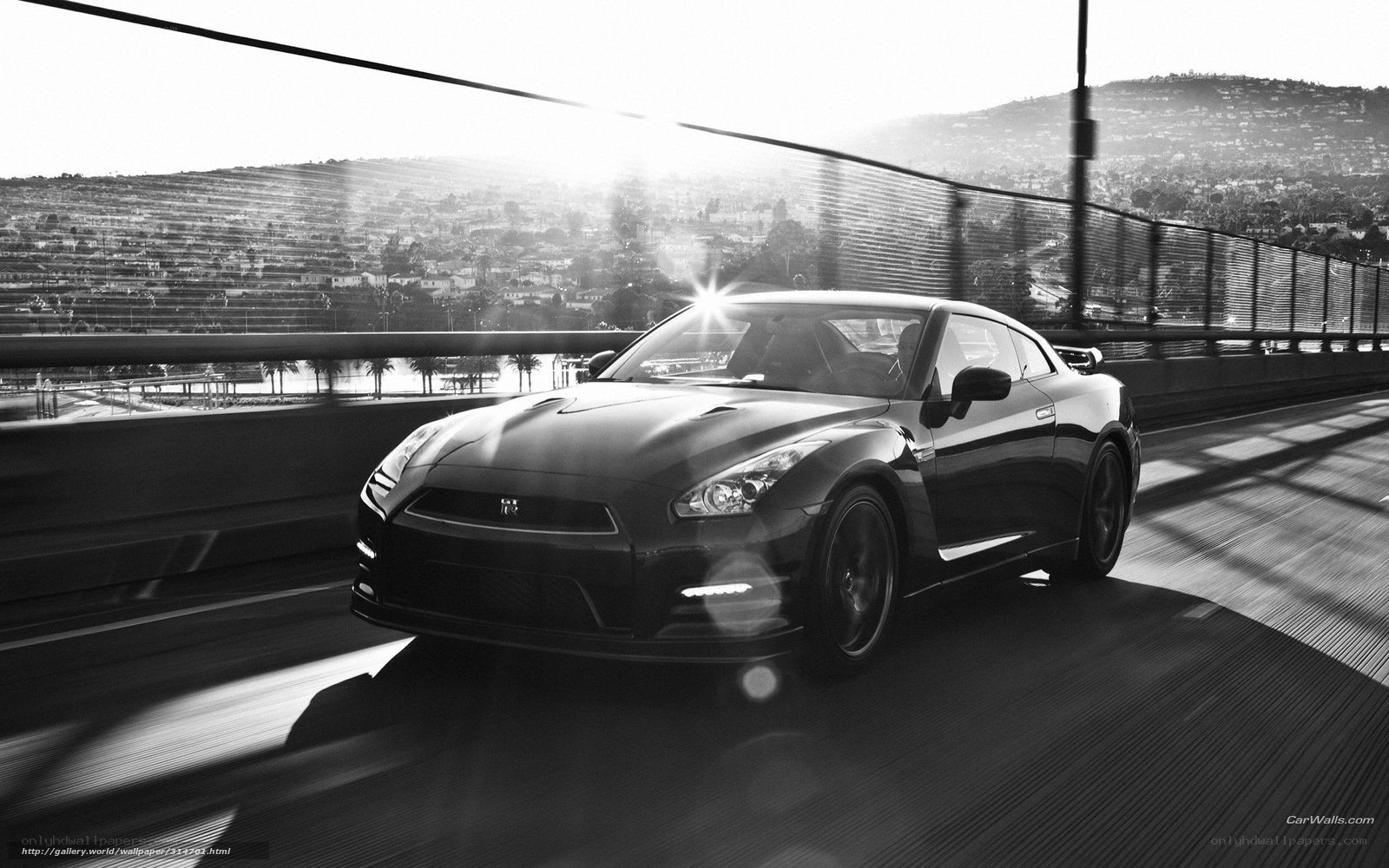 Nissan GT-R on a bridge