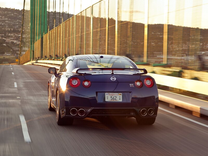 Nissan GT-R on a bridge