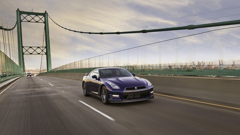 Nissan GT-R on a bridge
