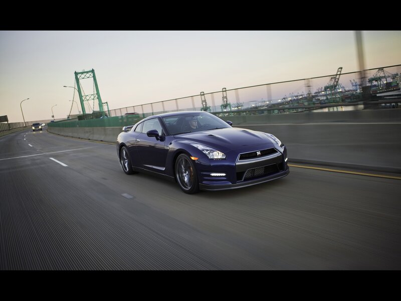 Nissan GT-R on a bridge