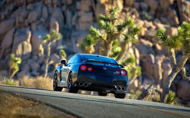 Nissan GT-R on a desert road