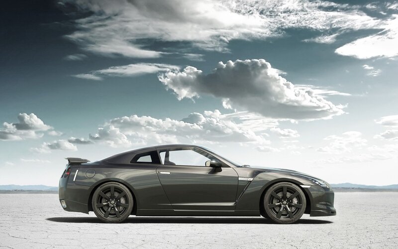 Nissan GT-R on a salt flat