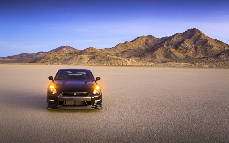 Nissan GT-R on desert plain