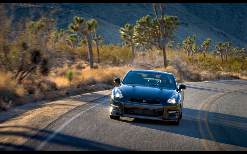 Nissan GT-R on desert road