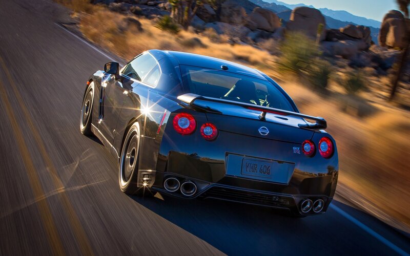 Nissan GT-R on desert road