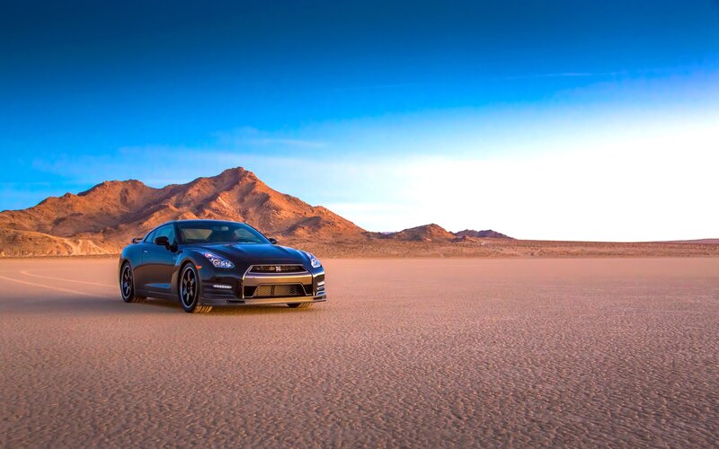 Nissan GT-R on desert road
