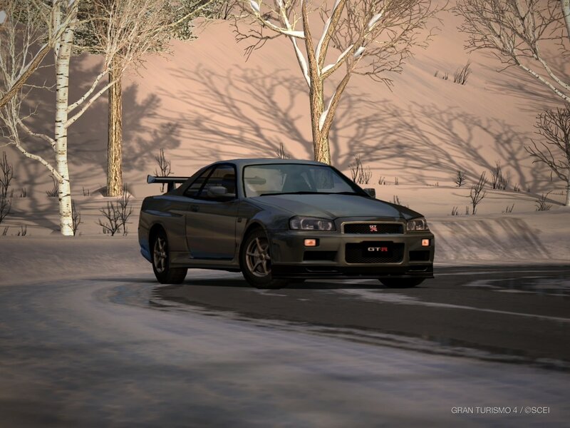 Nissan GT-R on snowy road