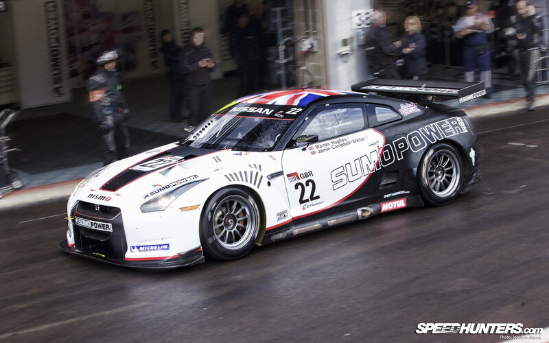 Nissan GT-R race car on track