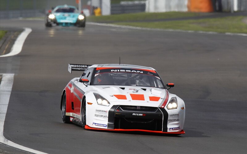 Nissan GT-R race car on track