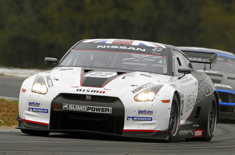 Nissan GT-R race car on track