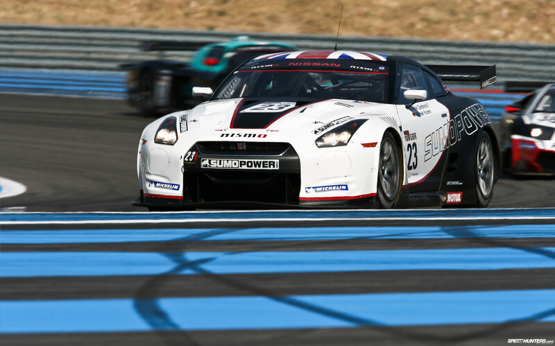 Nissan GT-R race car on track