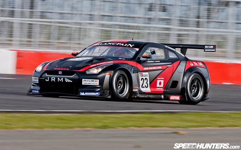 Nissan GT-R race car on track