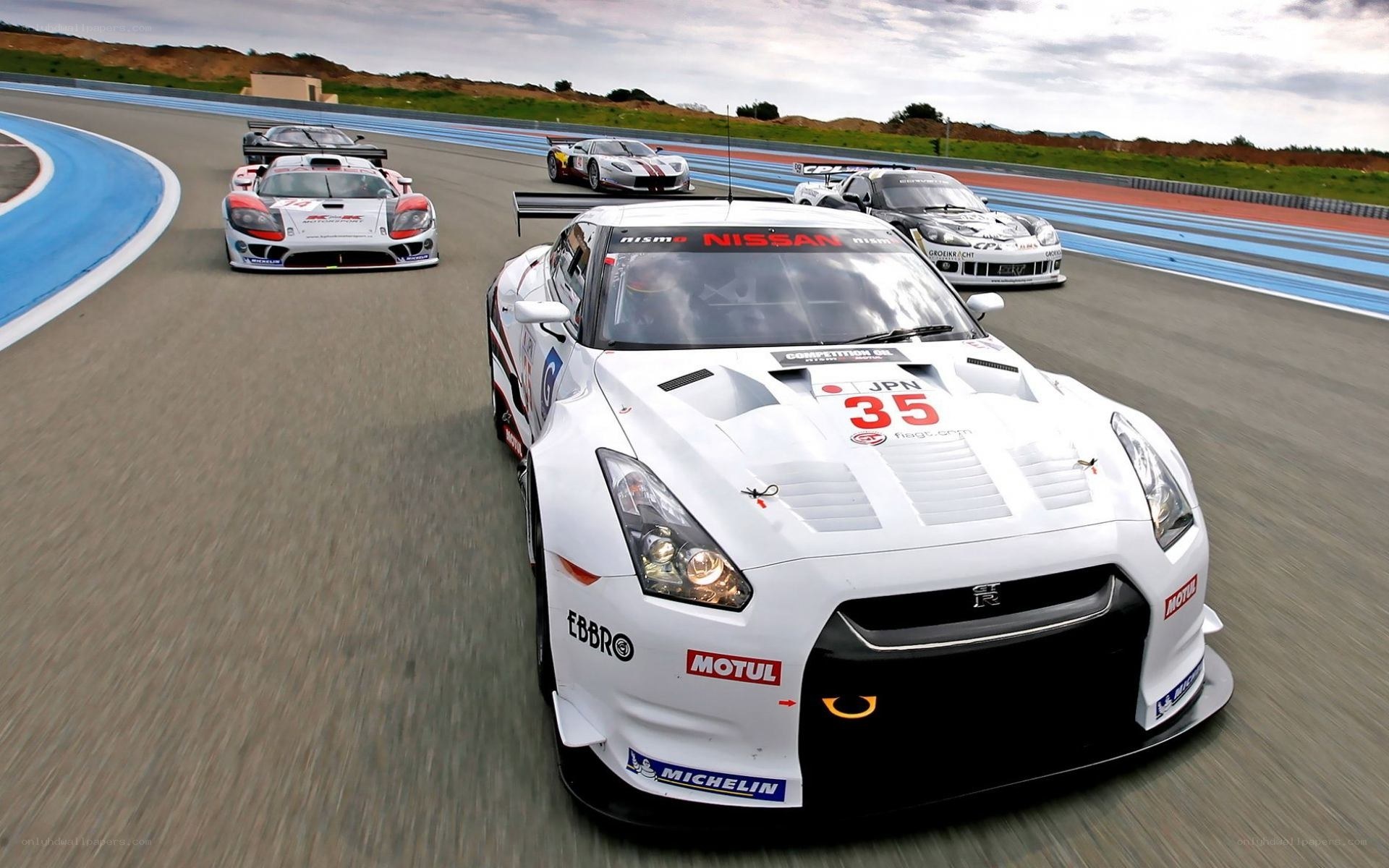 Nissan GT-R race cars on track