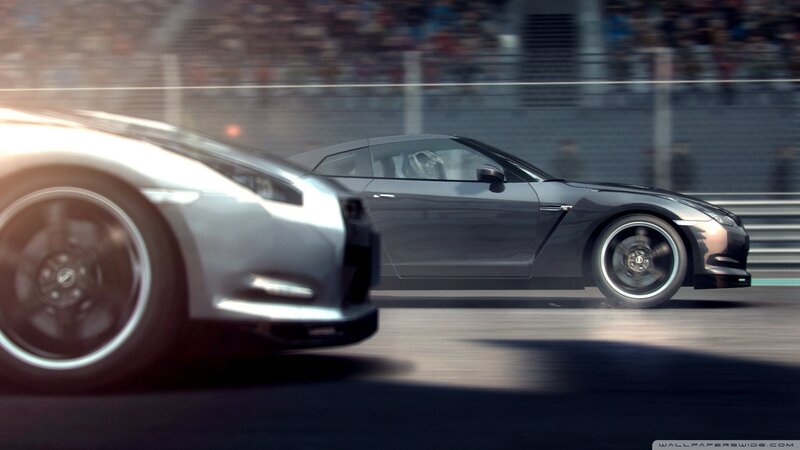 Nissan GT-R racing on track
