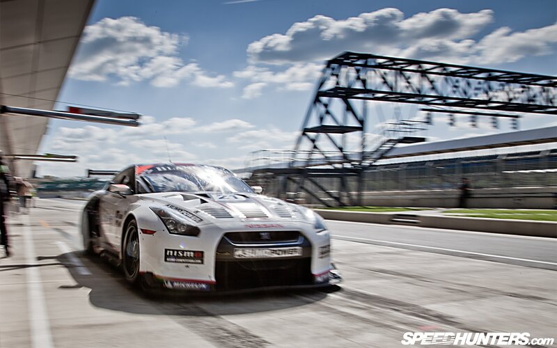 Nissan GT-R racing on track