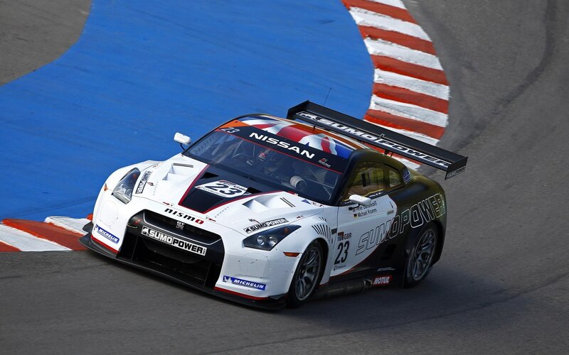 Nissan GT-R racing on track