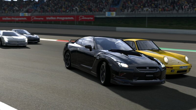 Nissan GT-R racing on track