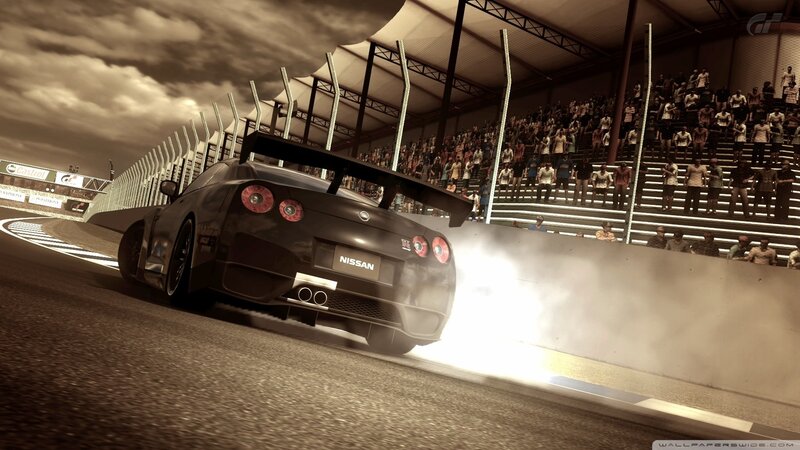 Nissan GT-R racing on track