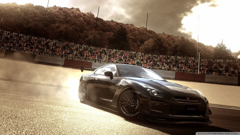 Nissan GT-R racing on track