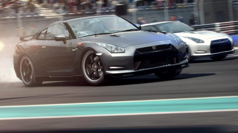 Nissan GT-R racing on track