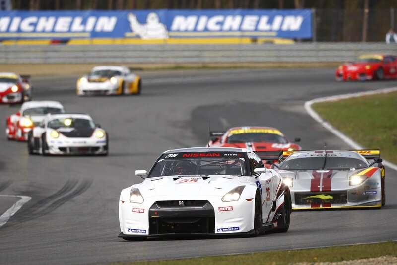 Nissan GT-R racing on track