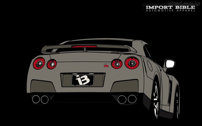 Nissan GT-R rear view illustration
