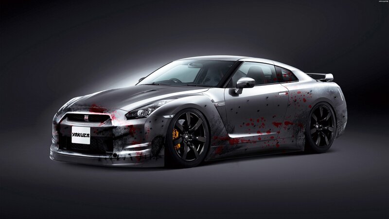 Nissan GT-R with blood splatter