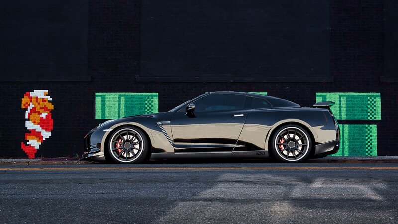 Nissan GT-R with pixel art graffiti