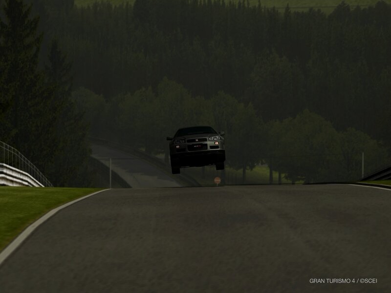 Nissan GTR in mid-air jump