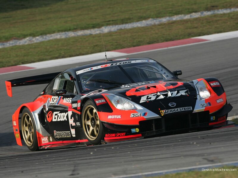 Nissan GTR race car on track