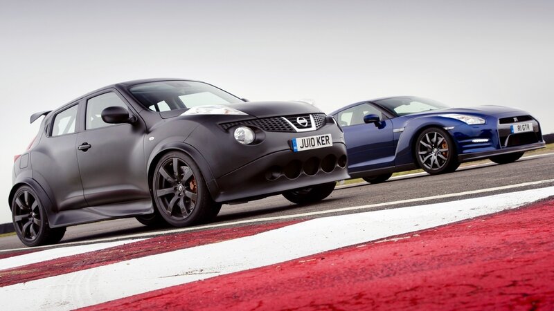 Nissan Juke and GT-R on track