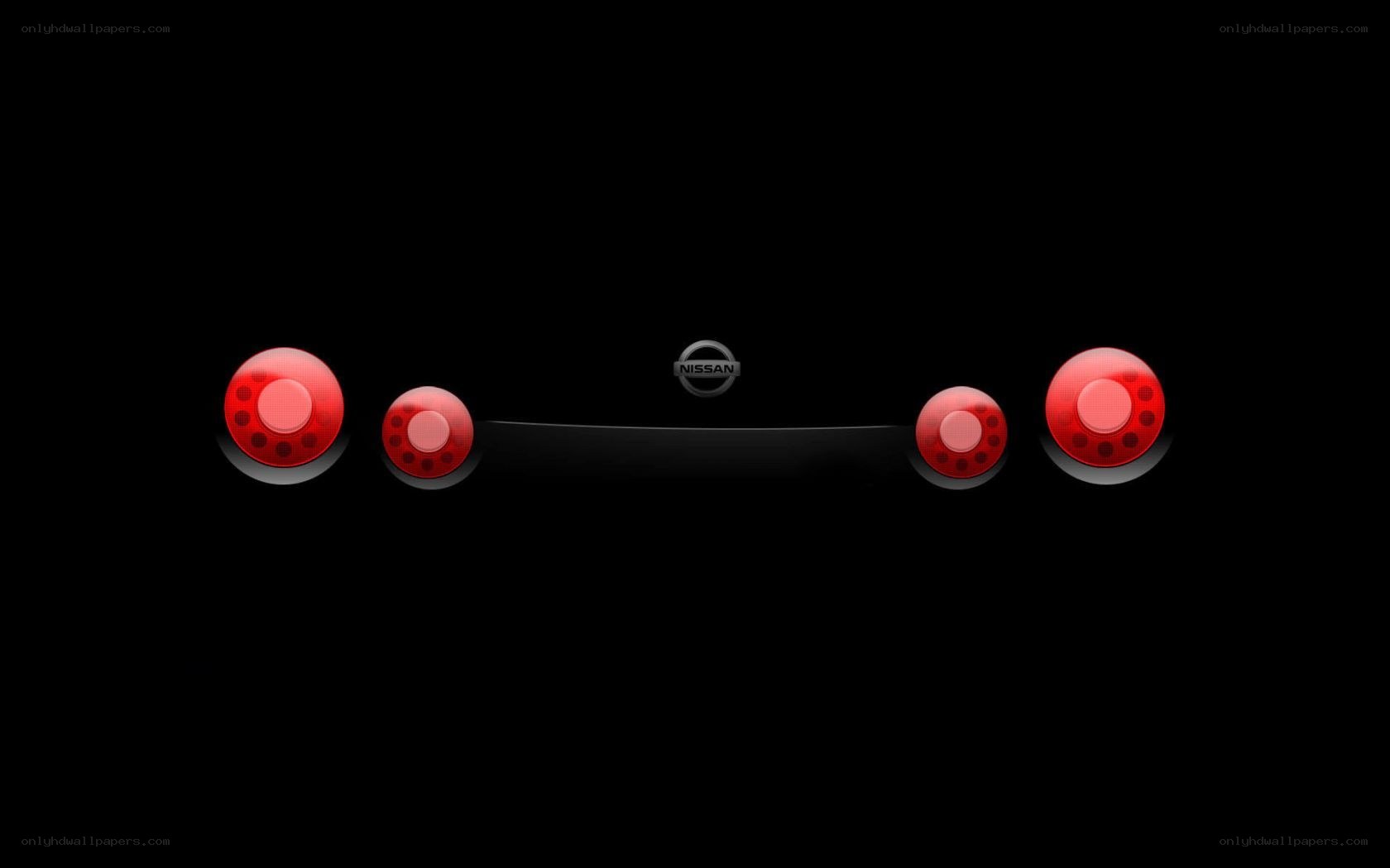 Nissan logo with red lights