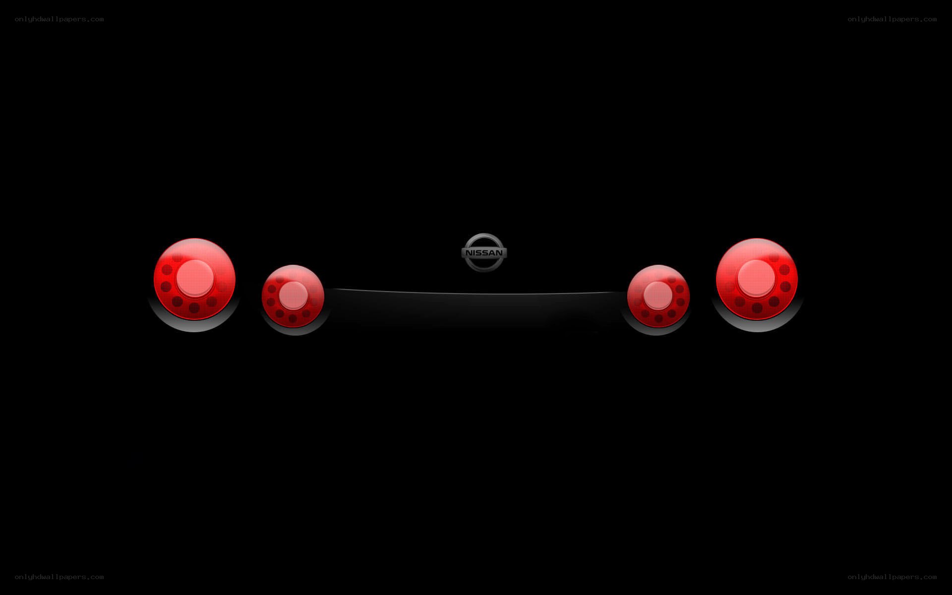 Nissan logo with red lights