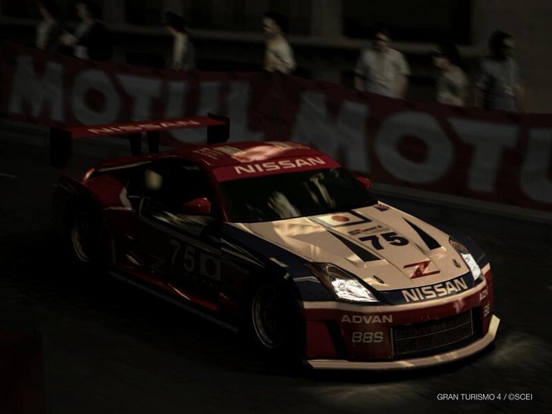 Nissan race car at night