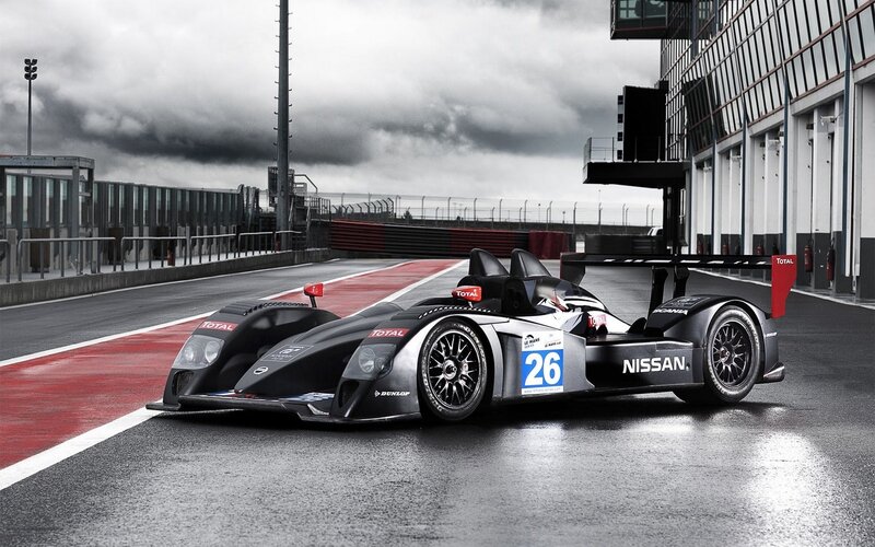 Nissan race car on track