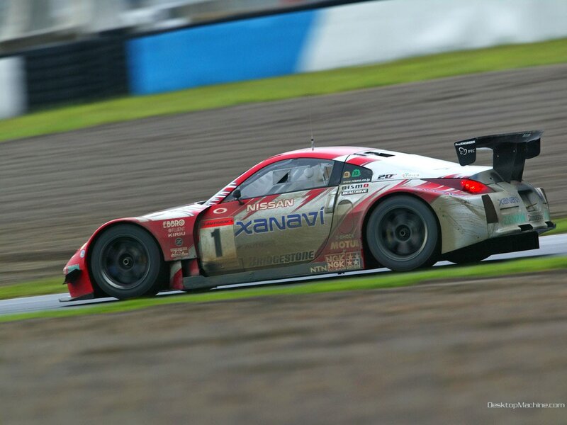 Nissan race car on track