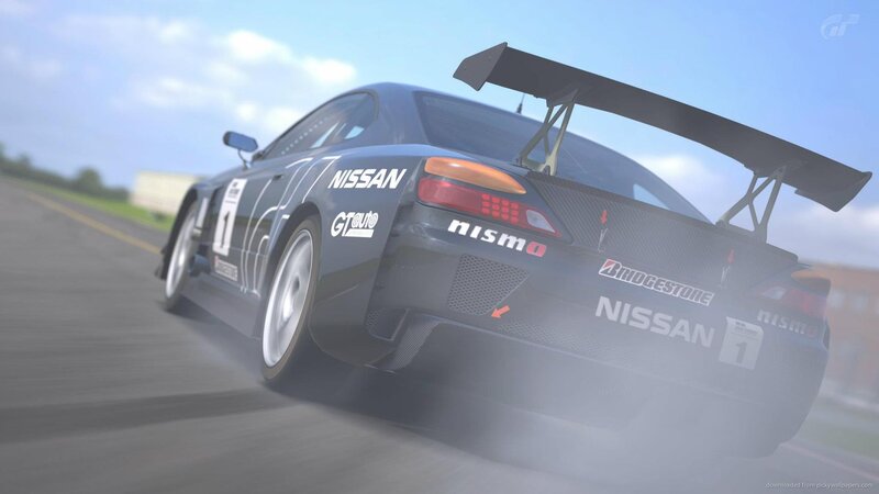 Nissan race car on track