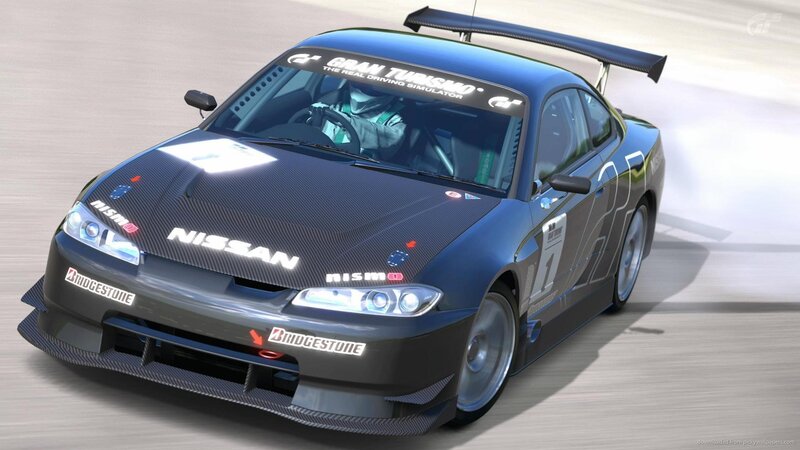 Nissan race car on track