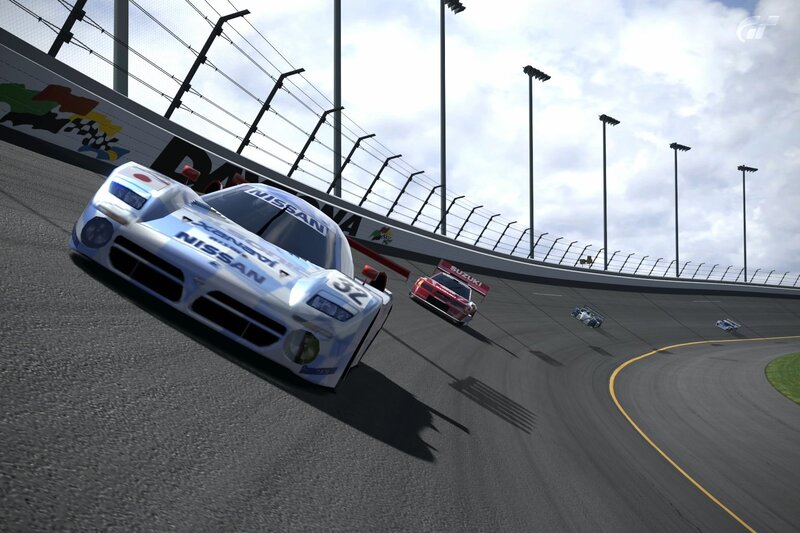 Nissan race car on track