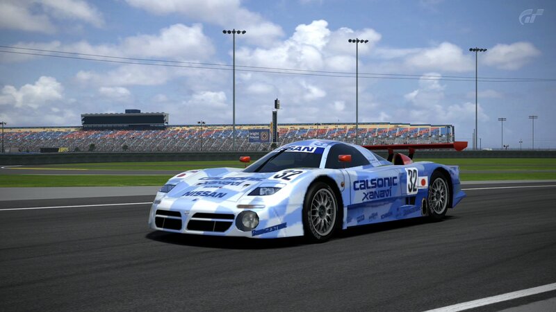 Nissan race car on track