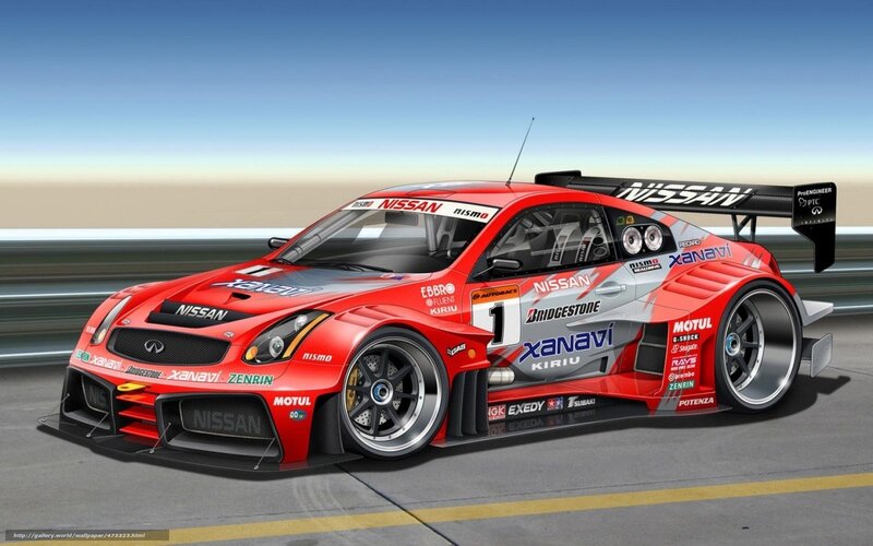 Nissan race car on track