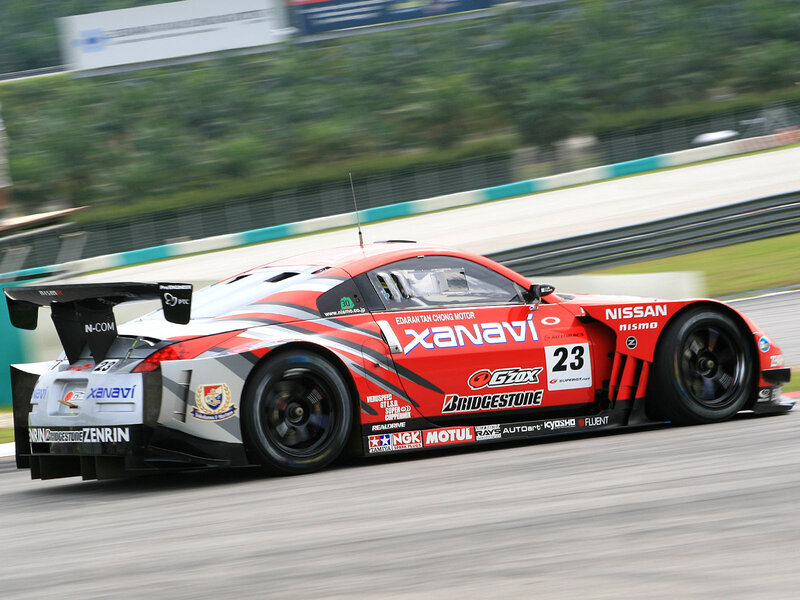 Nissan race car on track
