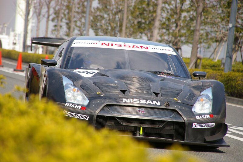 Nissan race car on track