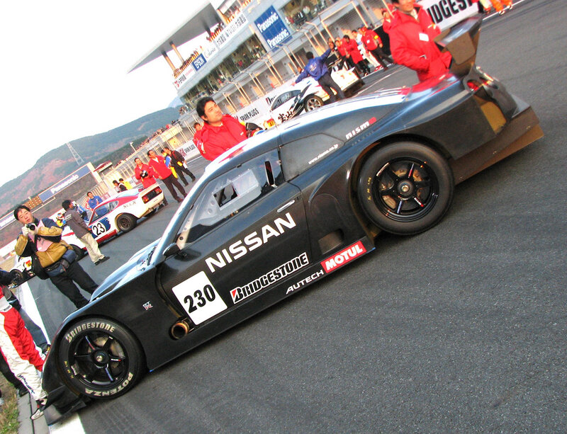 Nissan race car on track