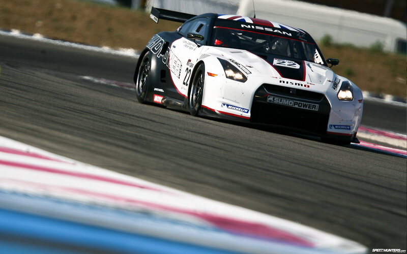 Nissan race car on track